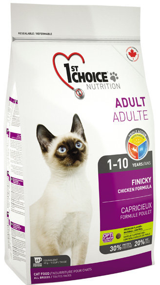 Сухой корм для взрослых привередливых котов 1st Choice Adult Finicky со вкусом курицы 5.44 кг