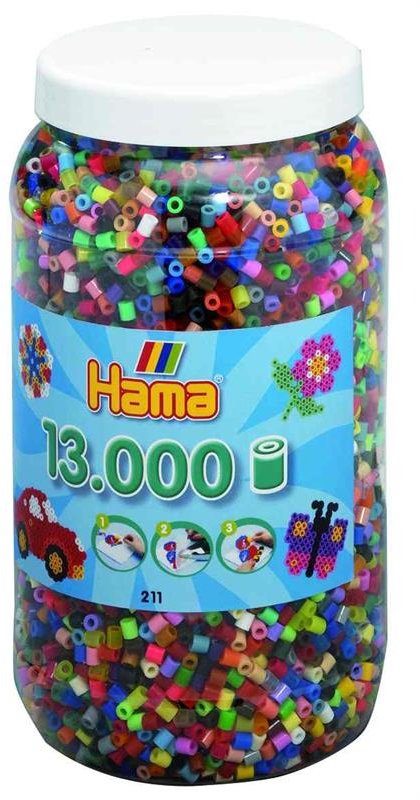 Набор цветных бусин Hama 13 000шт 50 цветов Midi 5+ (211-68)