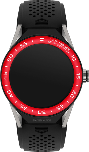 Tag Heuer Connected Modular 45 Black Rubber with Red Aluminium Bezel