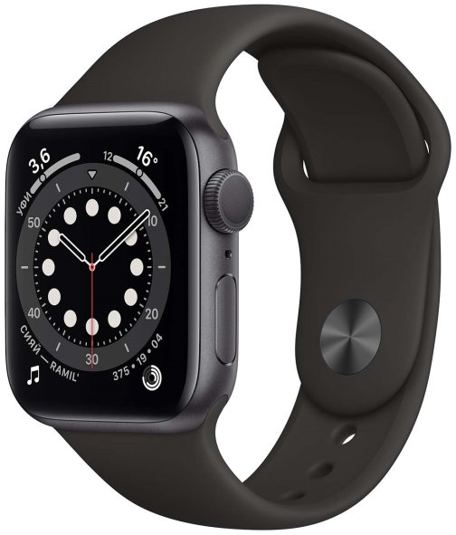Акція на Apple Watch Series 6 44mm GPS+LTE Space Gray Aluminum Case with Black Sport Band (M07H3) від Y.UA