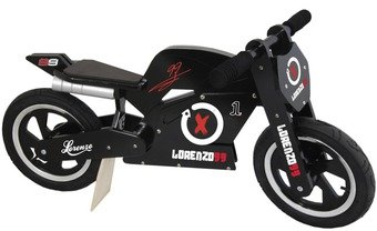 Беговел 12" Kiddi Moto Heroes деревянный с автографом Jorge Lorenzo чёрный (SKD-18-00)