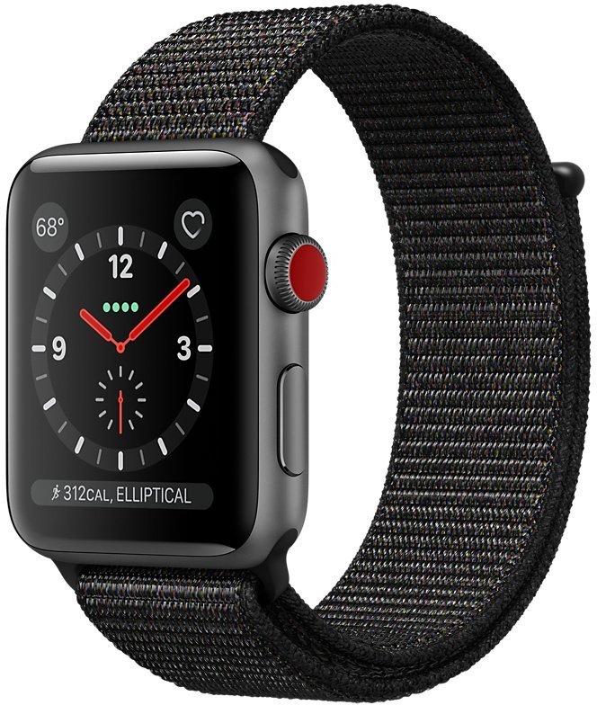 Акція на Apple Watch Series 3 42mm GPS+LTE Space Gray Aluminum Case with Black Sport Loop (MRQF2) від Y.UA