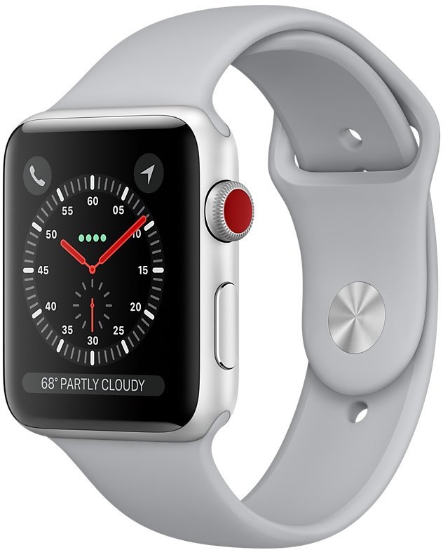 Акція на Apple Watch Series 3 38mm GPS+LTE Silver Aluminum Case with Fog Sport Band (MQJN2, MTGG2) від Y.UA